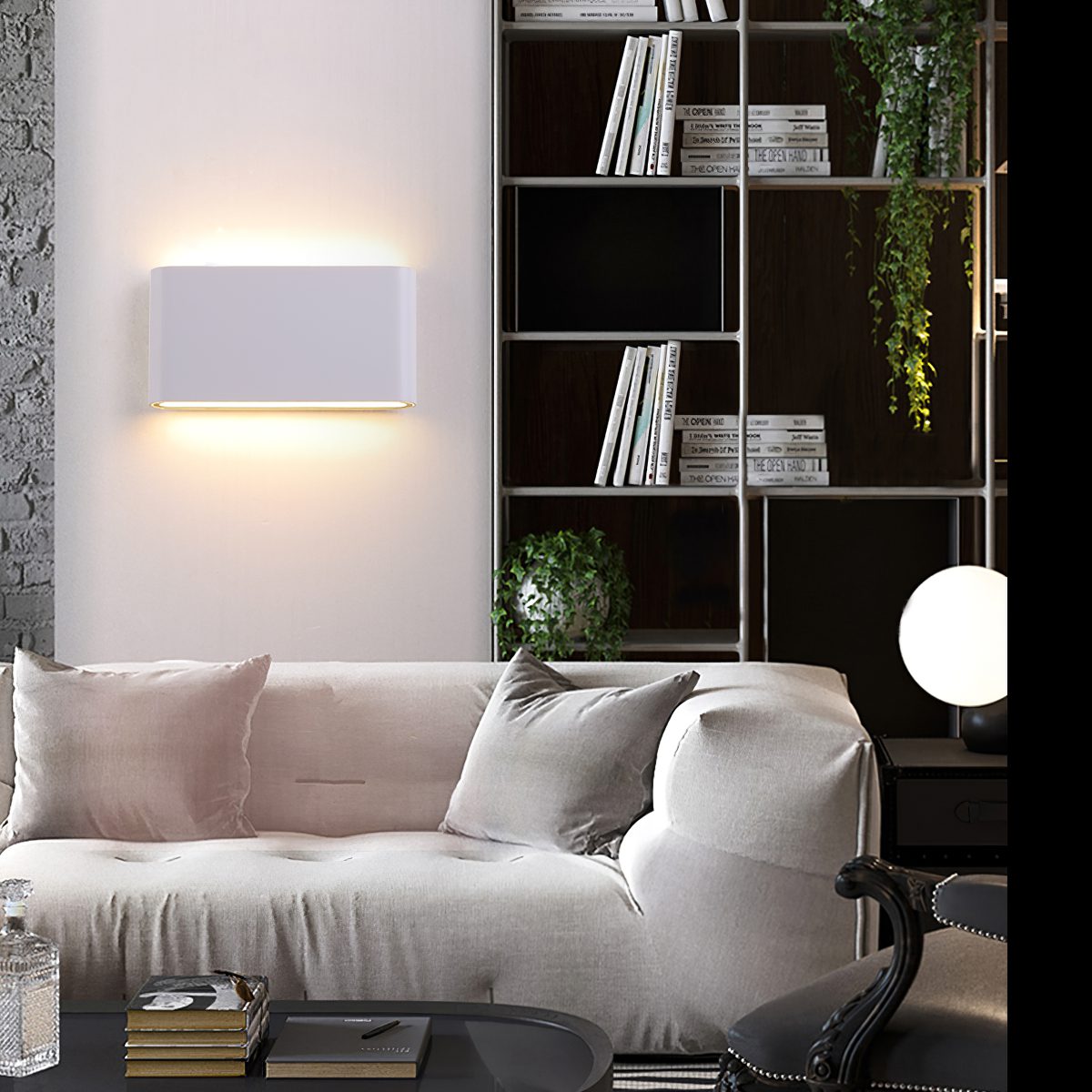 Modern LED Wall Sconce Minimalist Plaster Oval Light for Bedroom Living Room