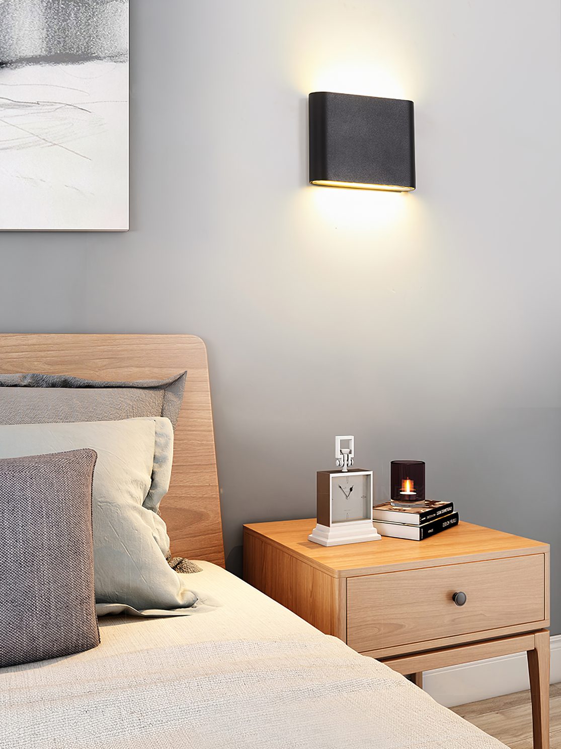 Modern LED Wall Sconce Minimalist Plaster Oval Light for Bedroom Living Room