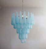 Vintage Murano Blue Petals Drop Glass Chandelier