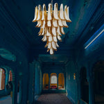 Vintage Murano Caramel Glass Petals Chandelier
