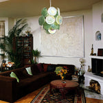 Vintage Murano Green Glass Disks Chandelier