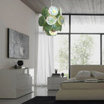 Vintage Murano Green Glass Disks Chandelier