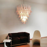 Vintage Murano Pink Glass Petals Chandelier