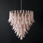 Vintage Murano Pink Glass Petals Chandelier