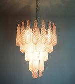 Vintage Murano Pink Petals Drop Glass Chandelier
