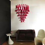 Vintage Murano Red Glass Petals Chandelier