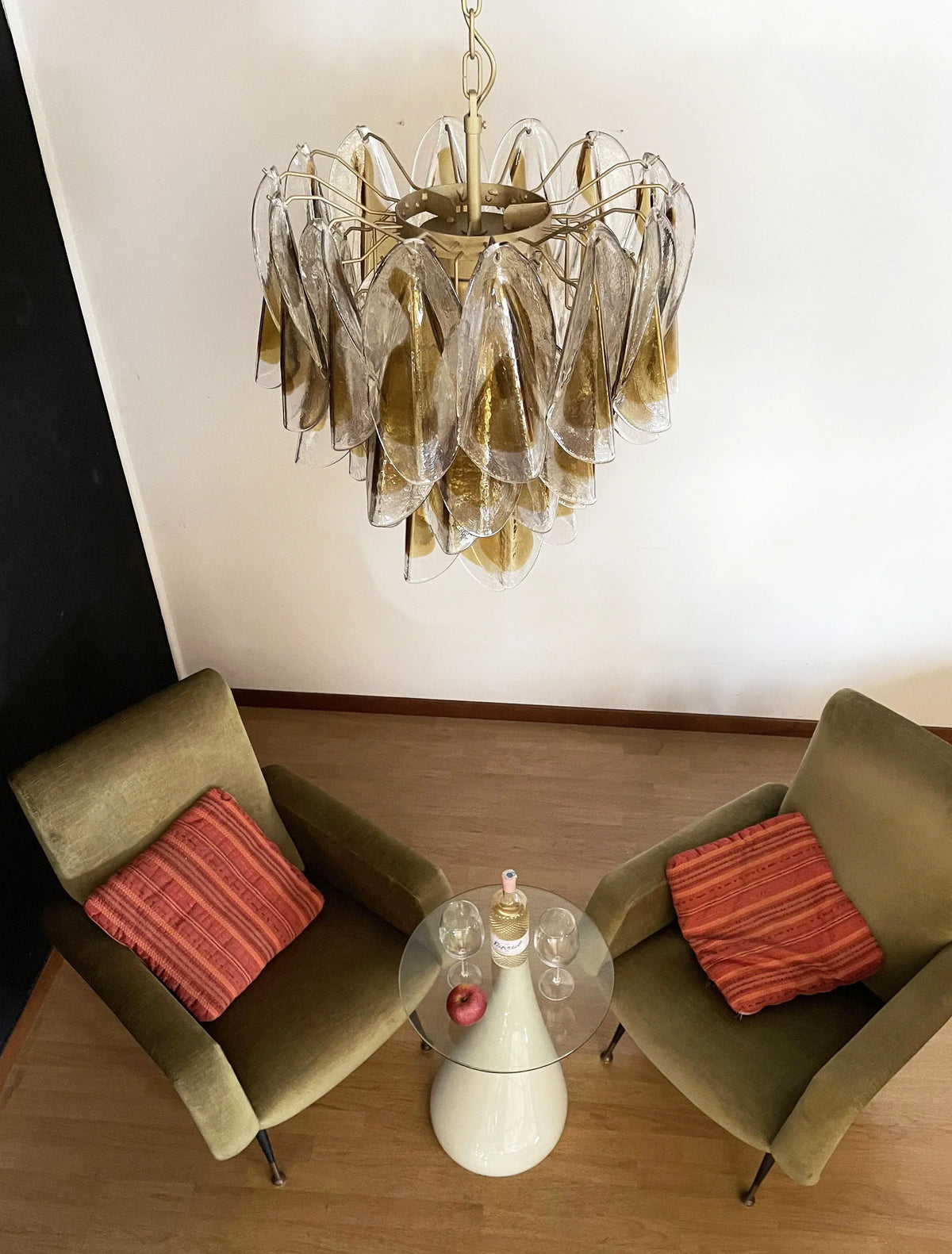 Vintage Murano Swallows Amber Glass Chandelier