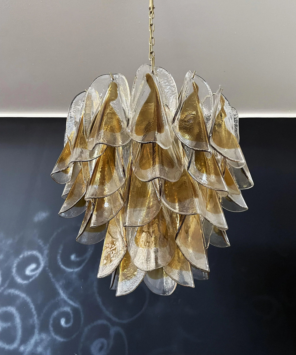 Vintage Murano Swallows Amber Glass Chandelier