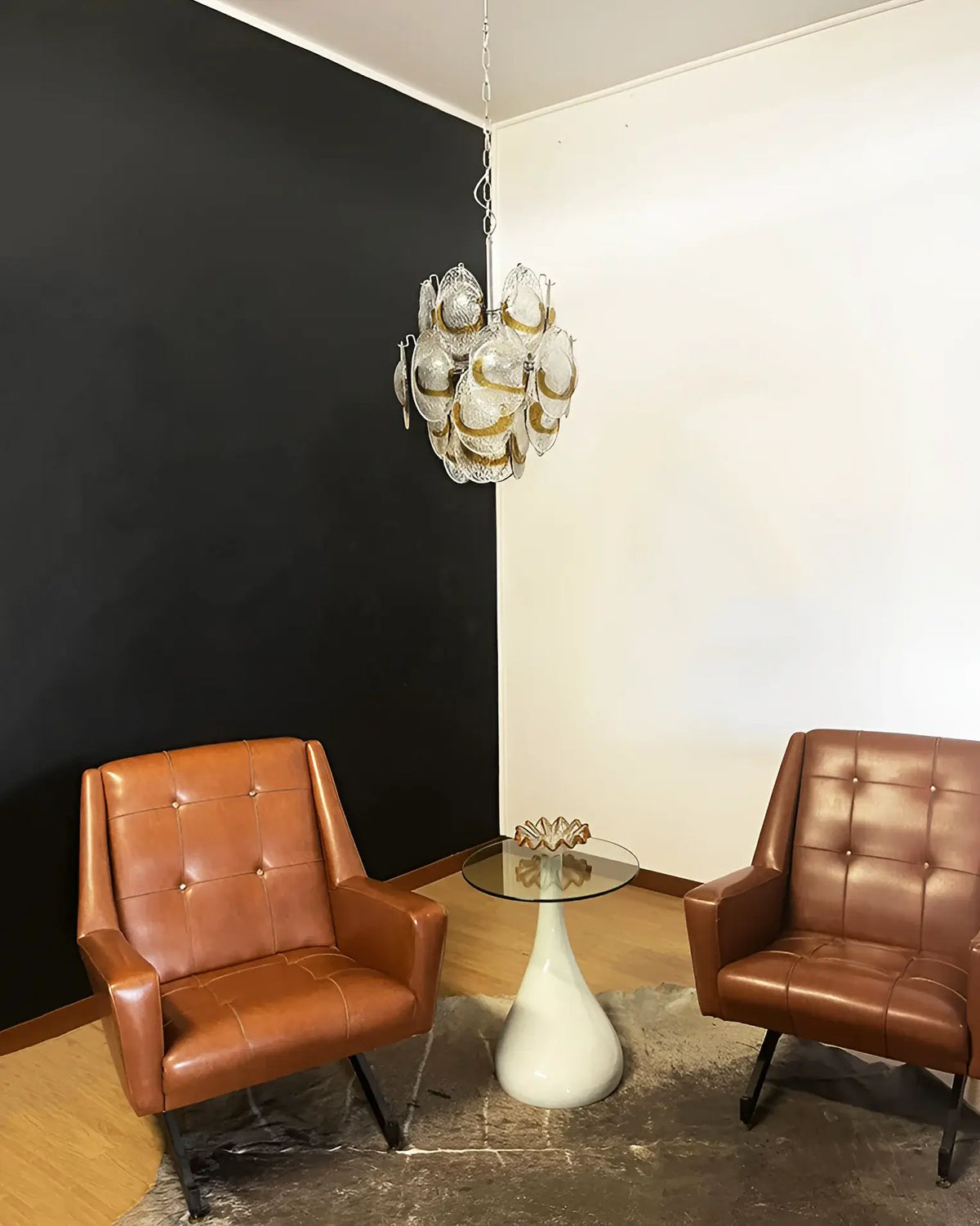 Vintage Murano Transparent Amber Chandelier