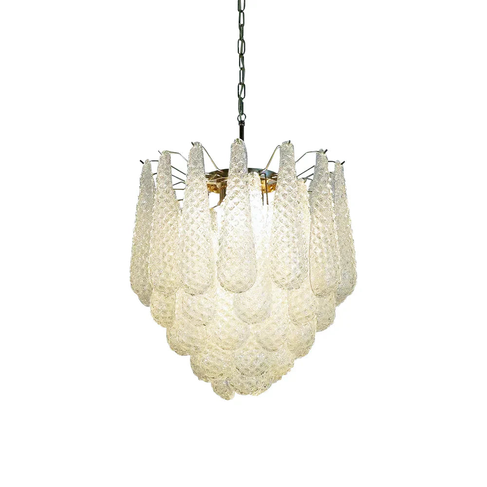 Vintage Murano Transparent Glass Petals Chandelier 1