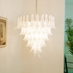 Vintage Murano Transparent Glass Petals Chandelier