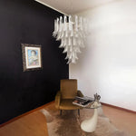 Vintage Murano Transparent Glass Petals Chandelier