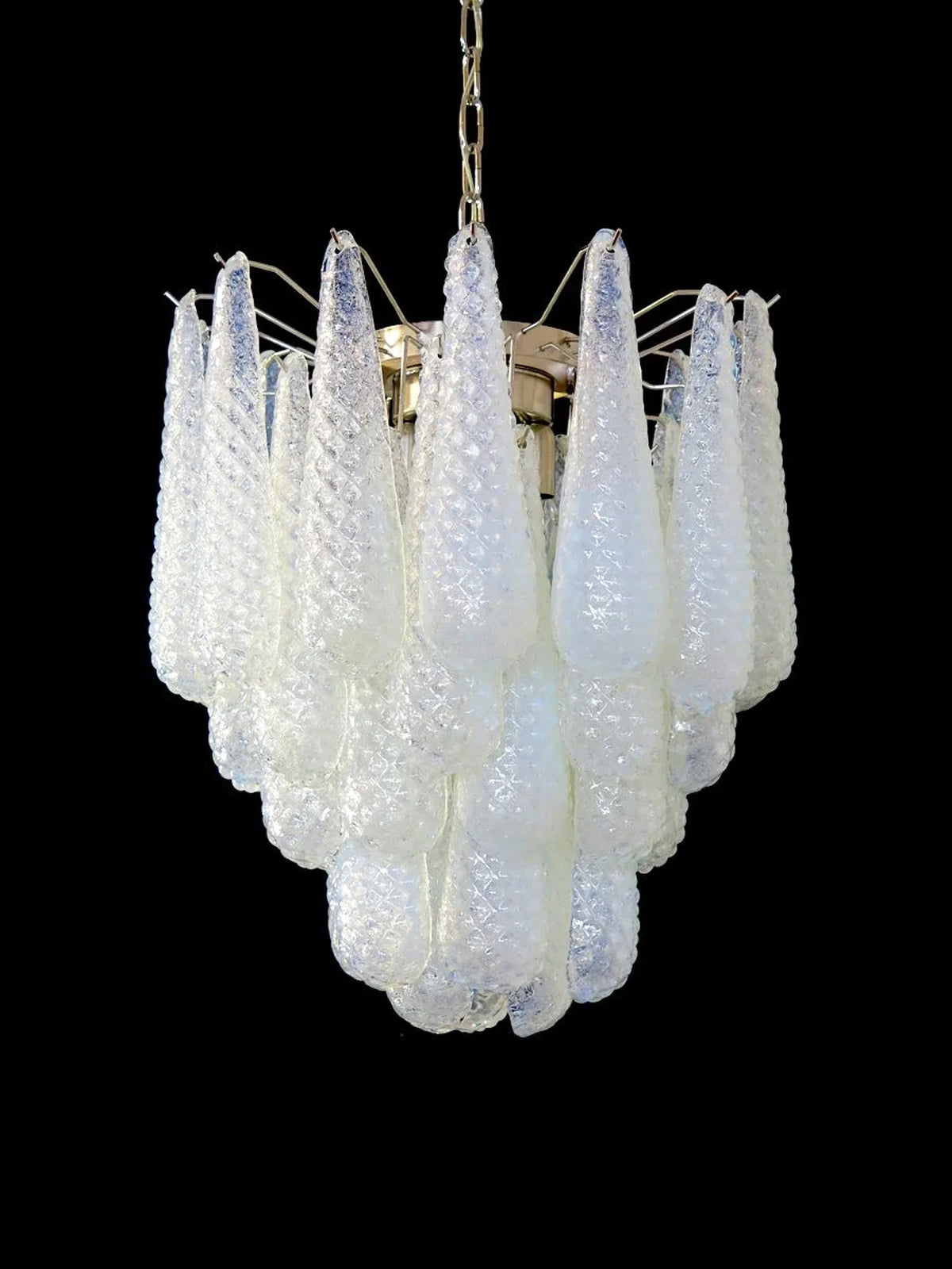 Vintage Murano Transparent Glass Petals Chandelier 1