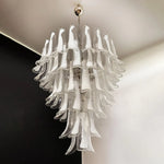 Vintage Murano Transparent Glass Petals Chandelier