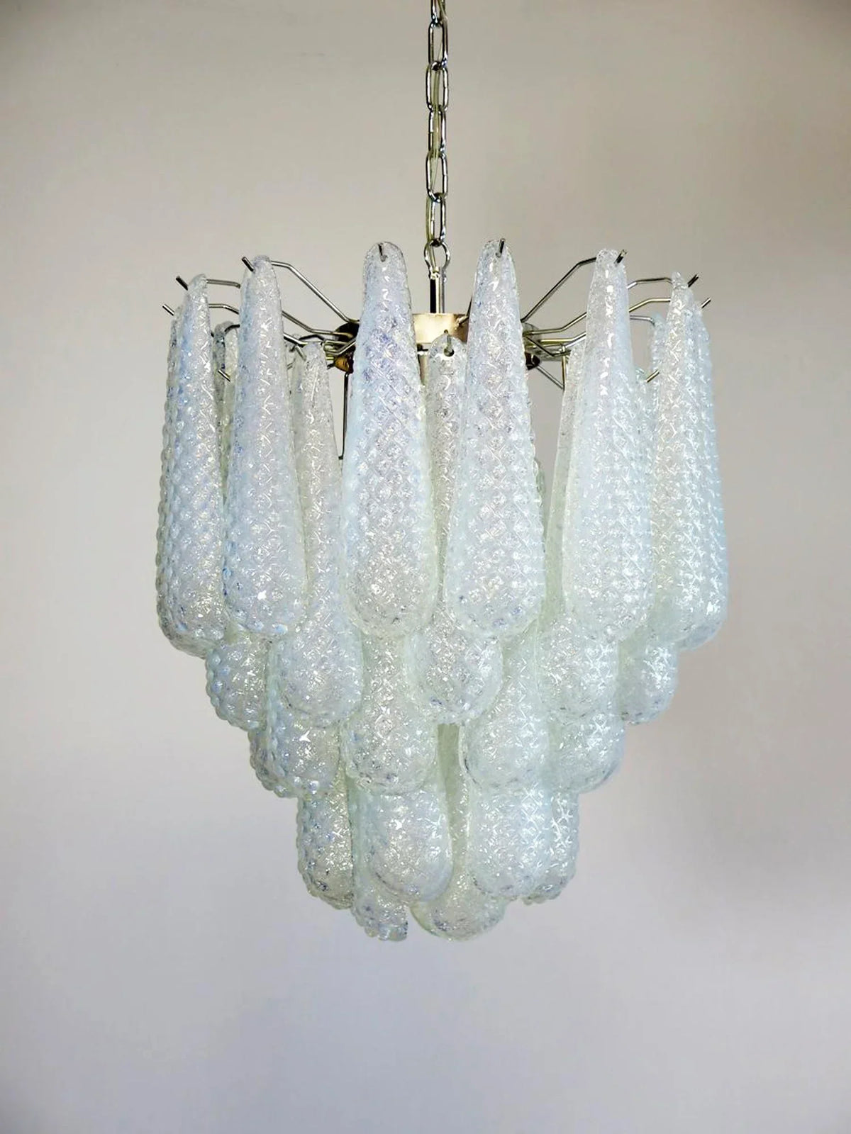 Vintage Murano Transparent Glass Petals Chandelier 1