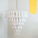 Vintage Murano Transparent Glass Petals Chandelier
