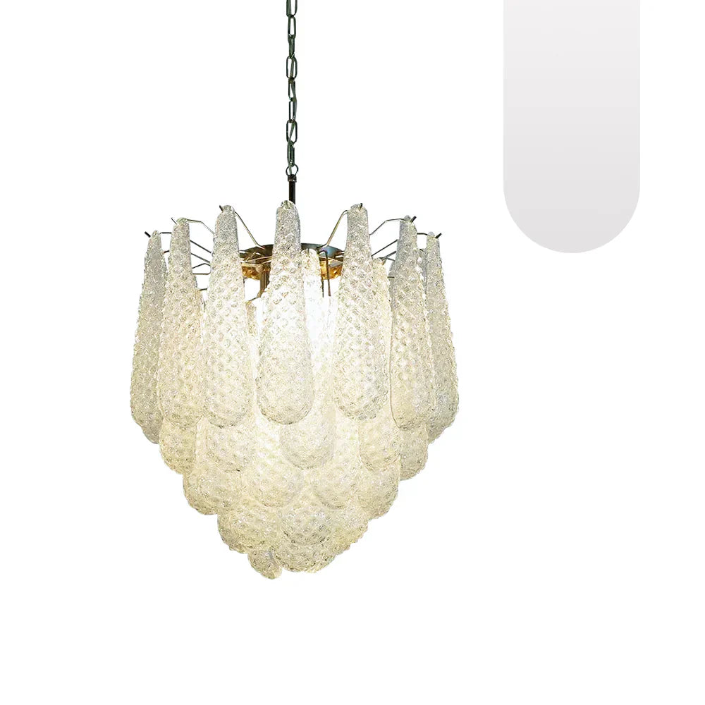 Vintage Murano Transparent Glass Petals Chandelier 1