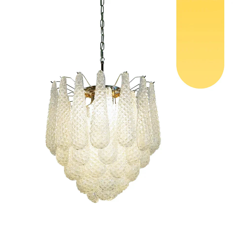 Vintage Murano Transparent Glass Petals Chandelier 1