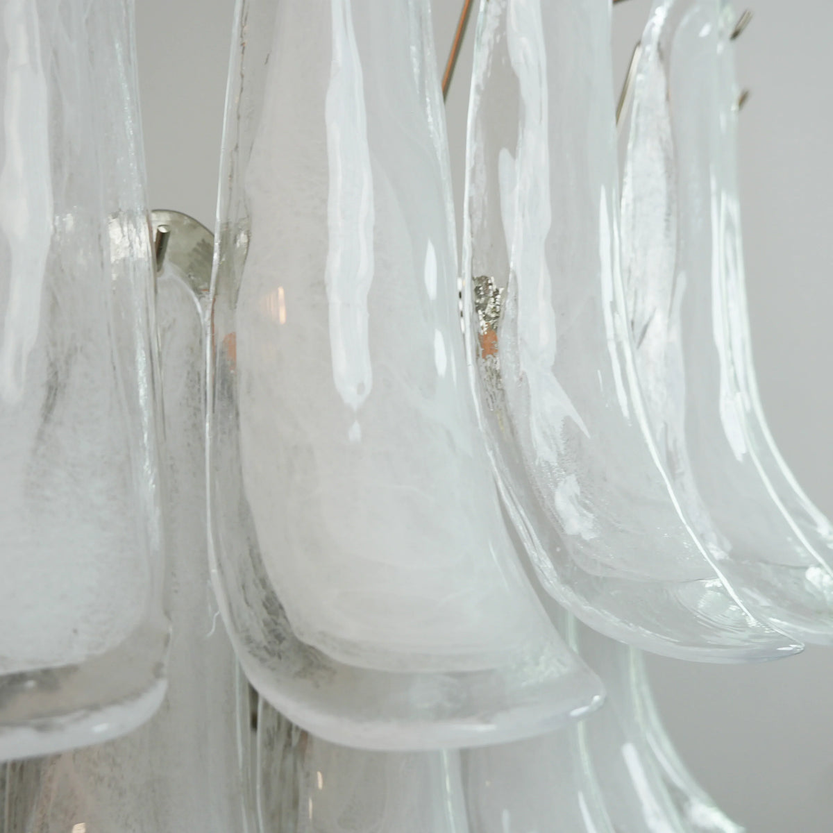 Vintage Murano Transparent Glass Petals Chandelier
