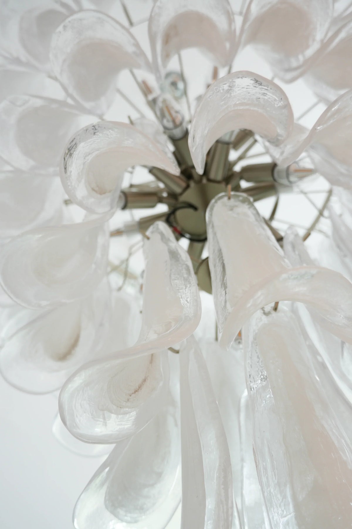 Vintage Murano Transparent Glass Petals Chandelier