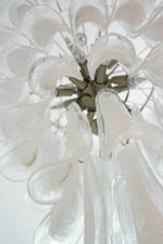 Vintage Murano Transparent Glass Petals Chandelier