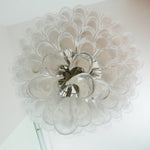 Vintage Murano Transparent Glass Petals Chandelier