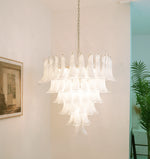 Vintage Murano Transparent Glass Petals Chandelier