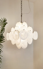 Vintage Murano White Disks Chandelier