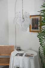 Vintage Murano White Glass Disks Chandelier