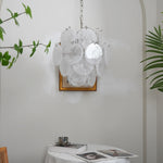 Vintage Murano White Glass Disks Chandelier