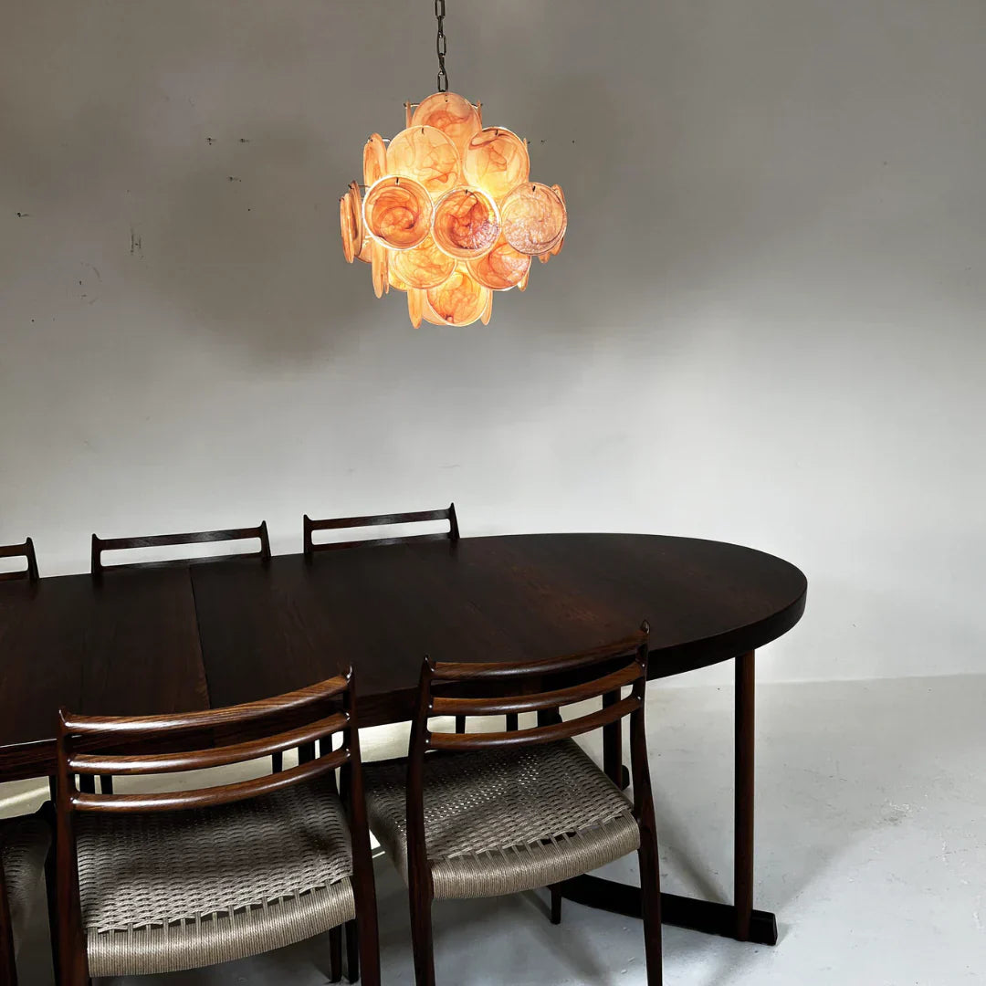 Vintage Murano Pink Disks Chandelier