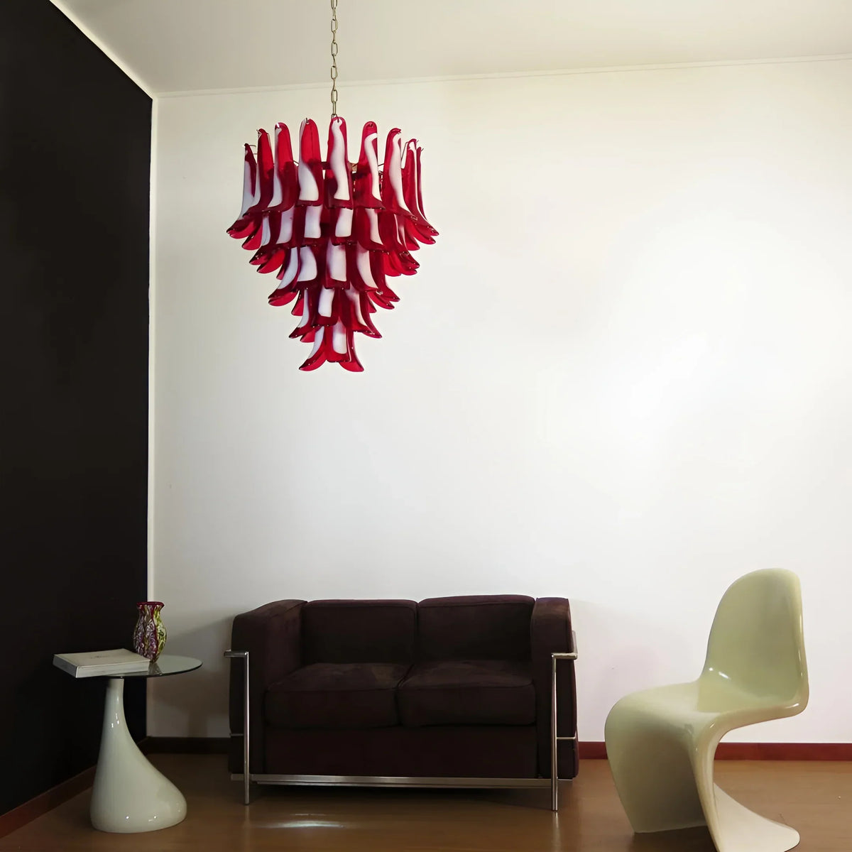 Vintage Red Murano Glass Petals Chandelier