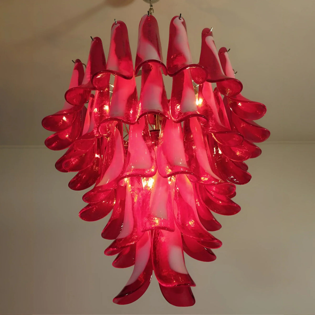 Vintage Red Murano Glass Petals Chandelier