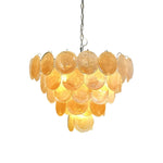 Elegant Gold Murano Iridescent Disc Chandelier