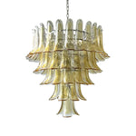 Vintage Transparent Amber Murano Glass Petals Chandelier