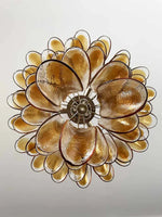 Vintage Transparent Amber Murano Glass Petals Chandelier
