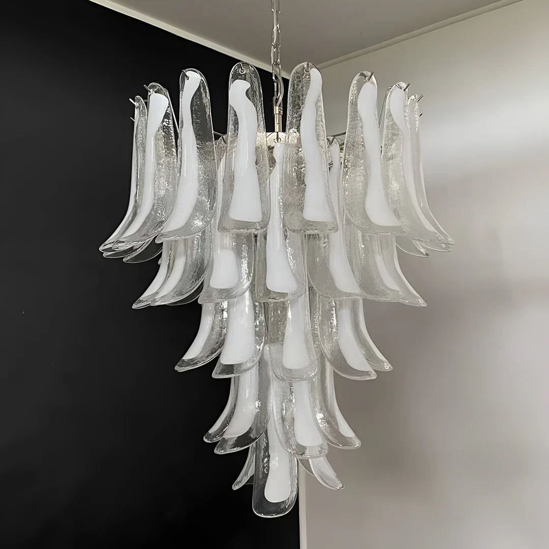 Vintage Transparent Murano Glass Petals Chandelier