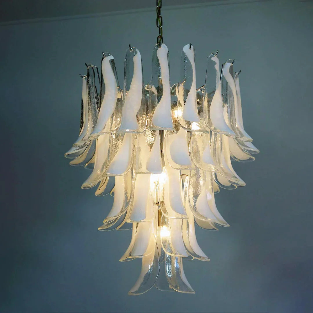 Vintage Transparent Murano Glass Petals Chandelier