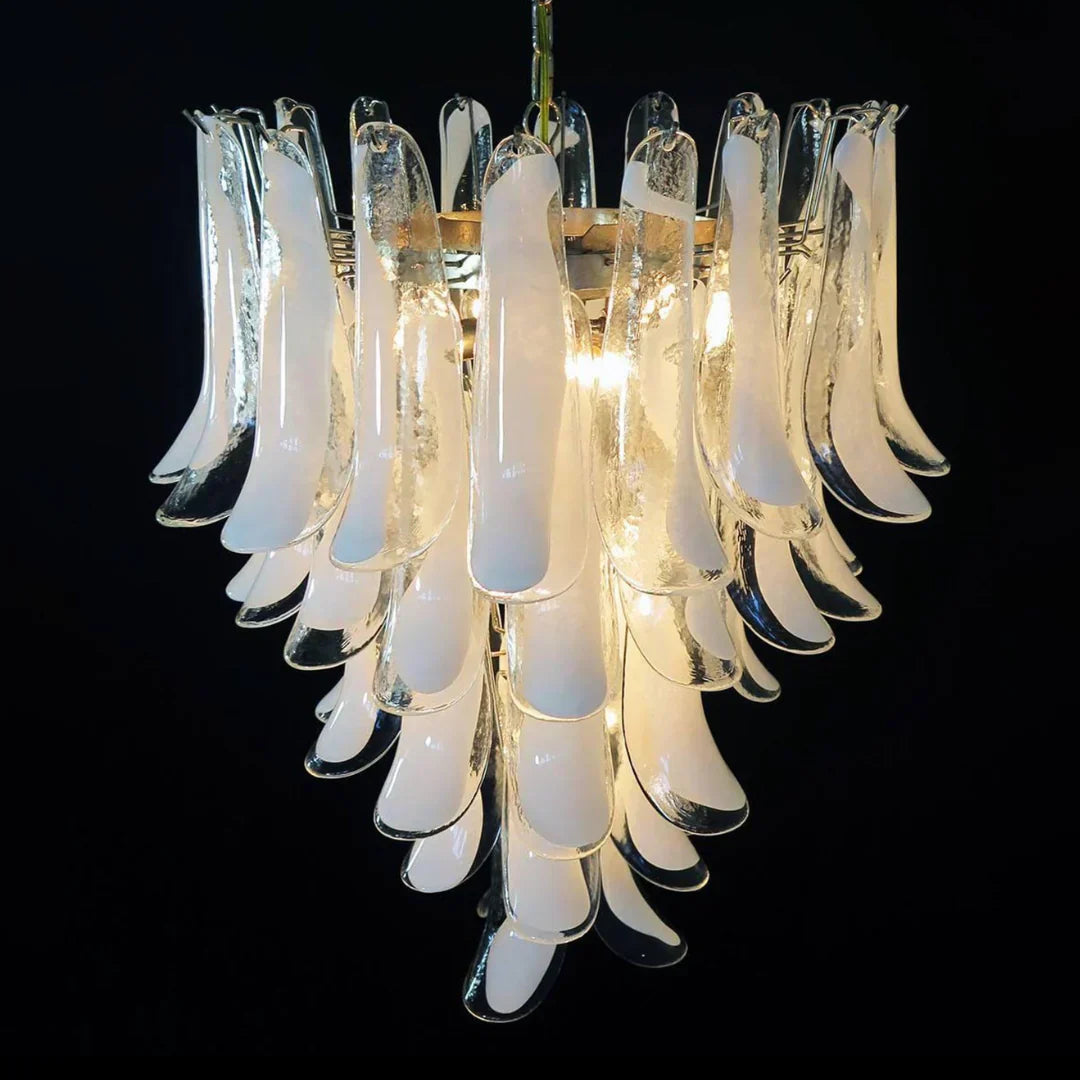 Vintage Transparent Murano Glass Petals Chandelier
