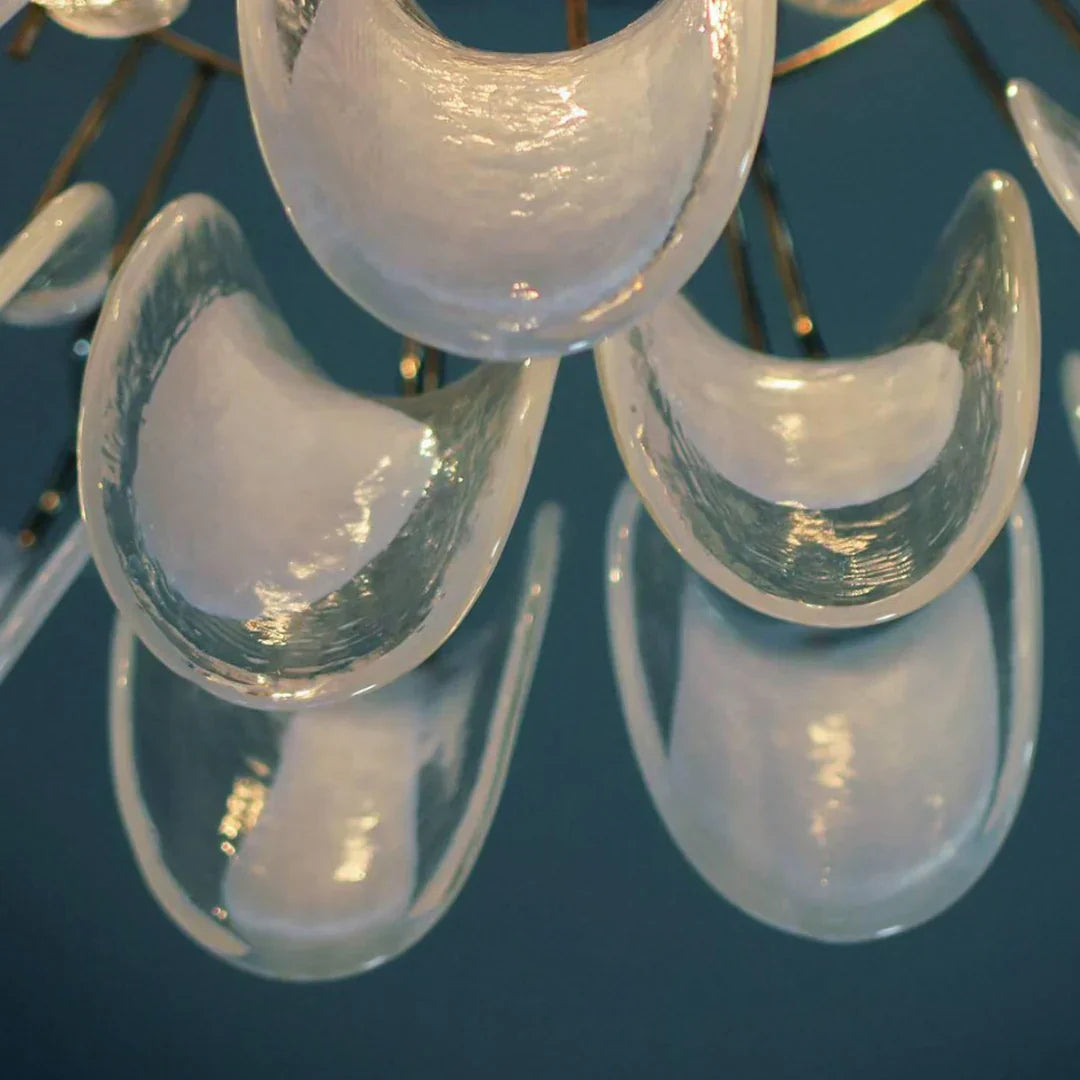 Vintage Transparent Murano Glass Petals Chandelier