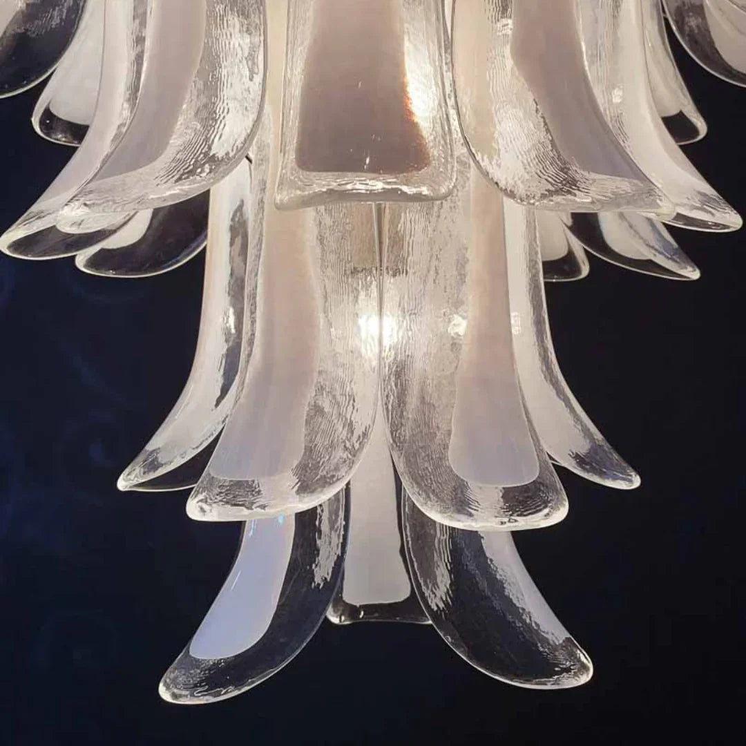 Vintage Transparent Murano Glass Petals Chandelier