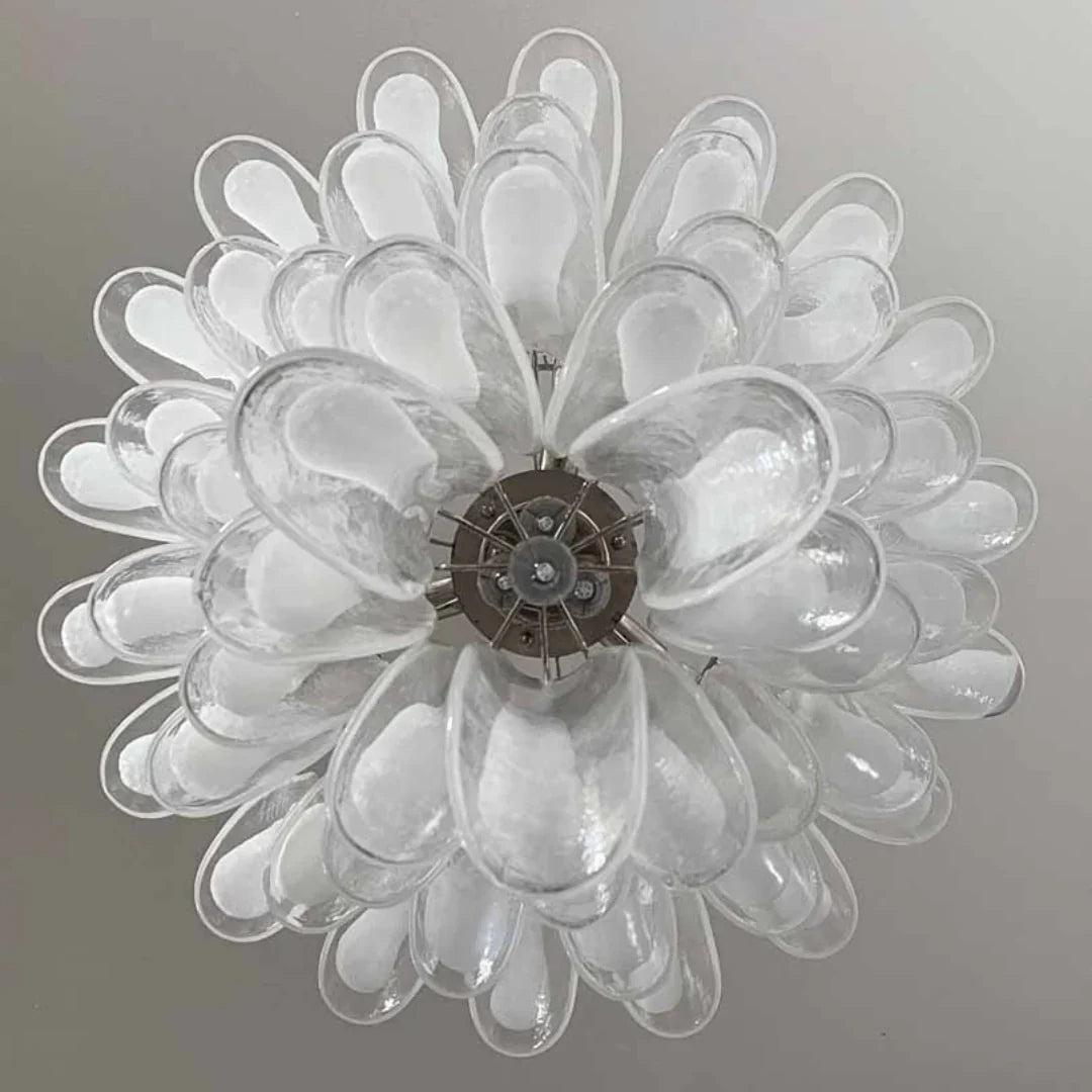 Vintage Transparent Murano Glass Petals Chandelier