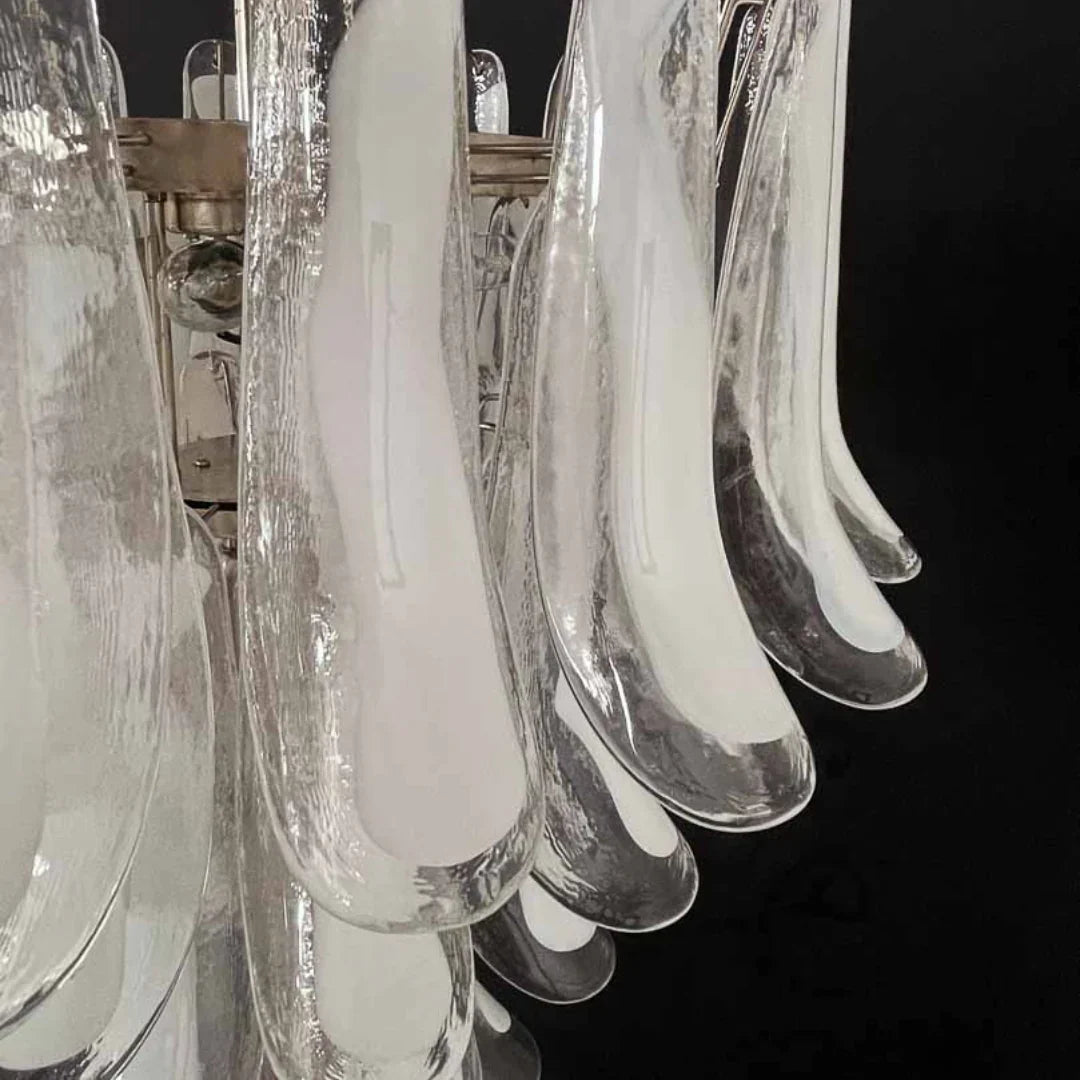 Vintage Transparent Murano Glass Petals Chandelier
