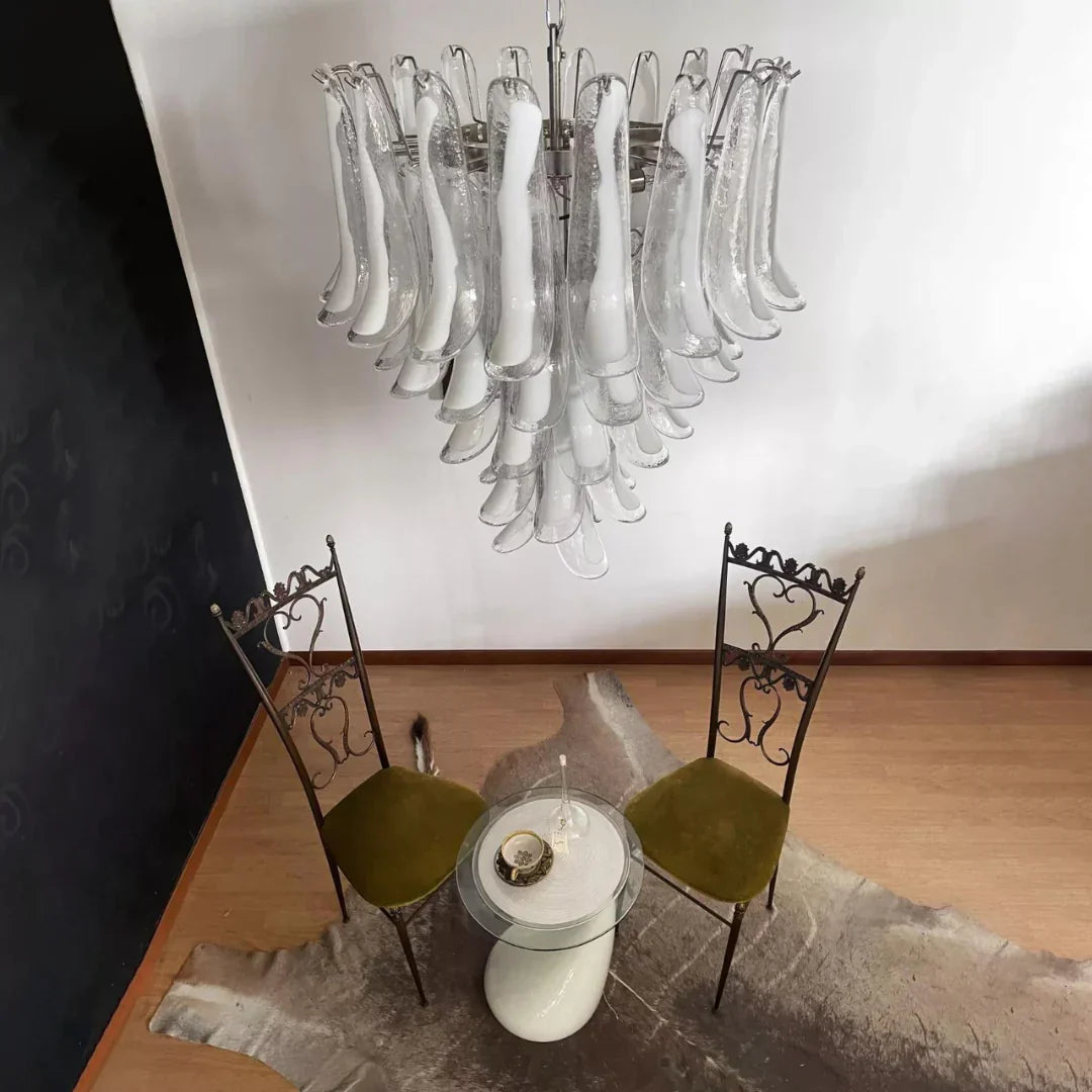 Vintage Transparent Murano Glass Petals Chandelier