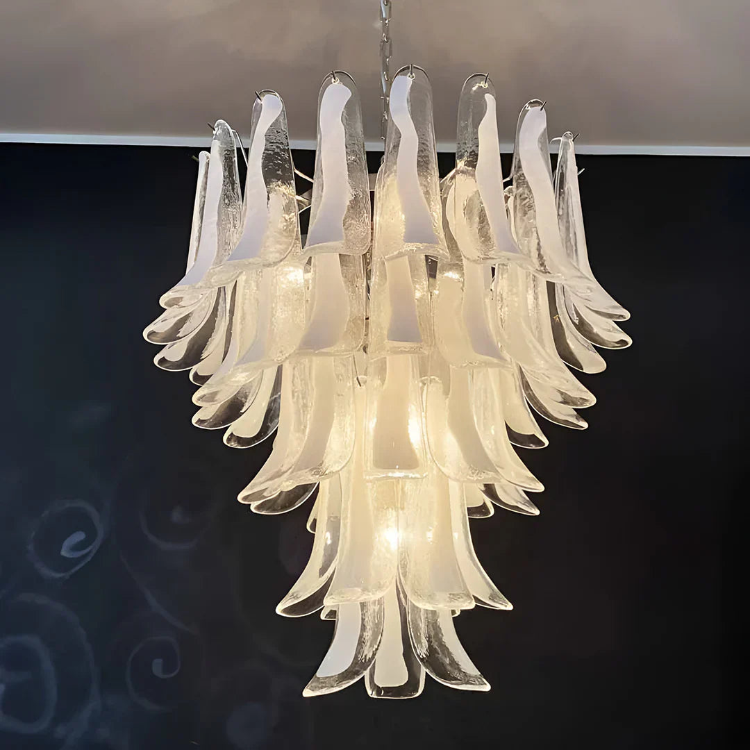 Vintage Transparent Murano Glass Petals Chandelier