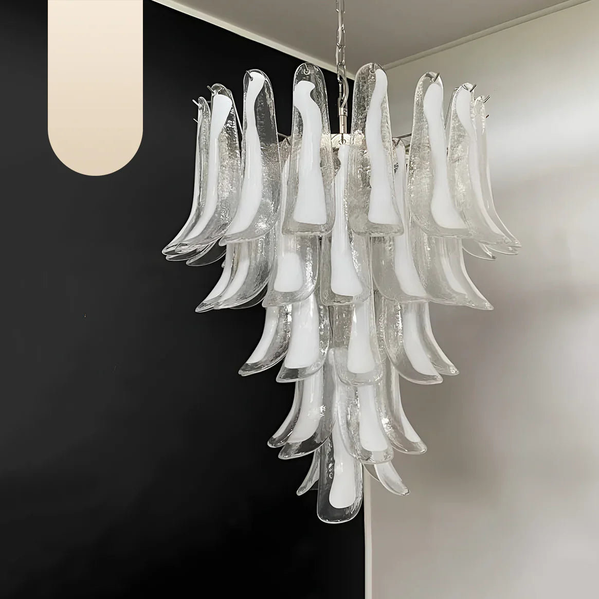 Vintage Transparent Murano Glass Petals Chandelier