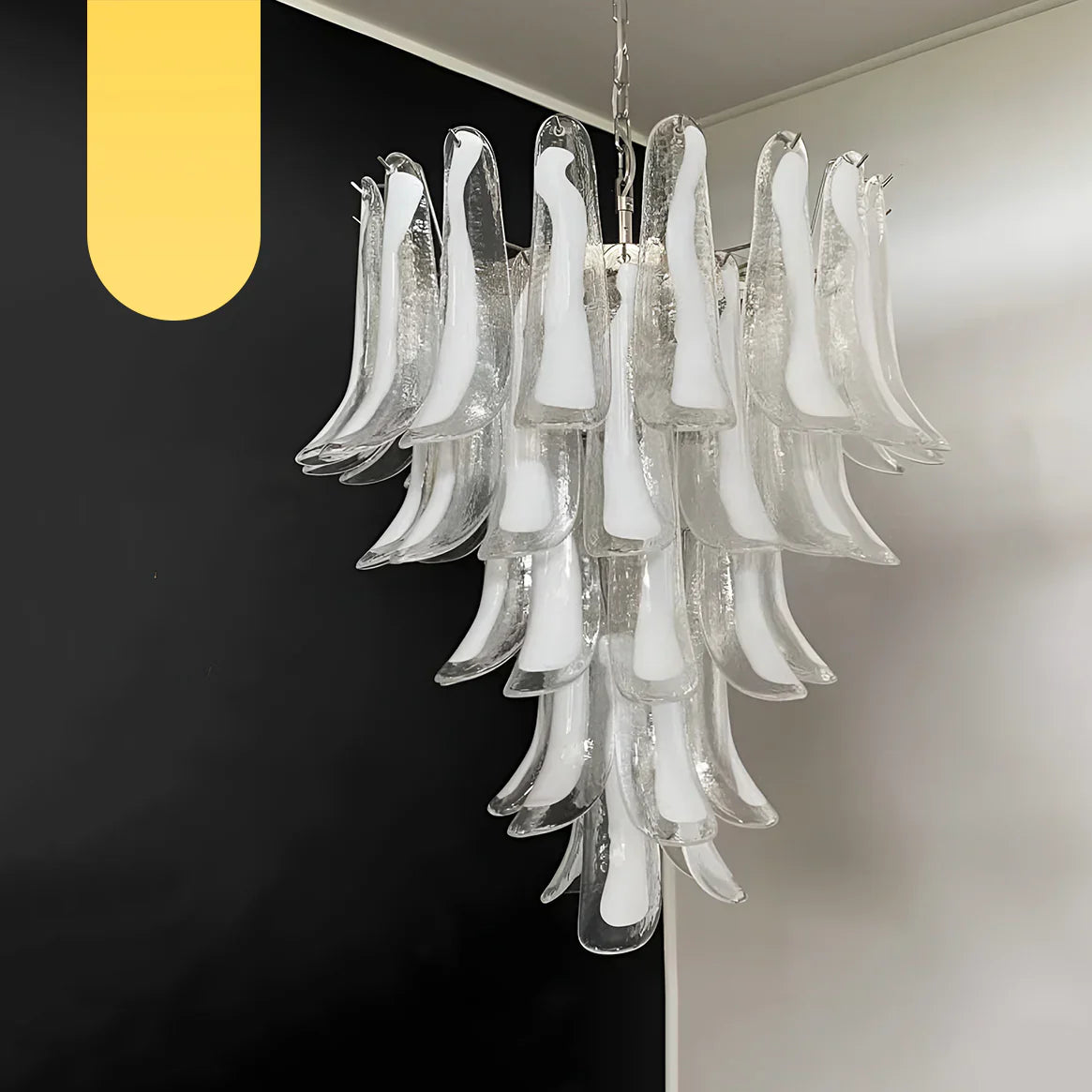 Vintage Transparent Murano Glass Petals Chandelier