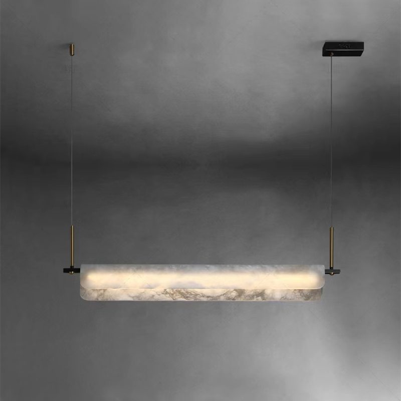Modern Alabaster LED Pendant Light | Luxury Brass Chandelier for Dining Room & Living Room