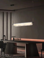 Modern Alabaster LED Pendant Light | Luxury Brass Chandelier for Dining Room & Living Room