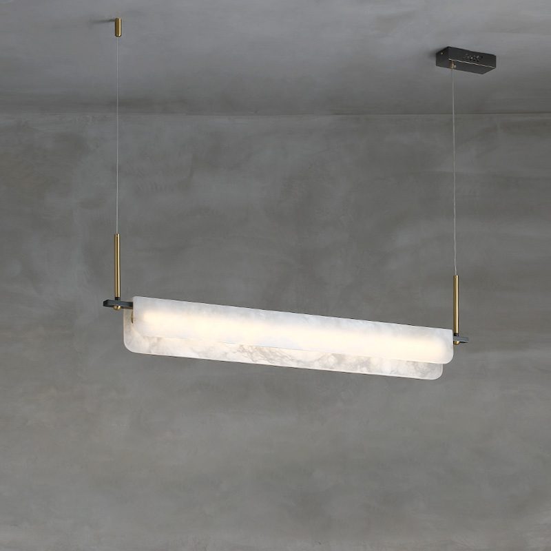 Modern Alabaster LED Pendant Light | Luxury Brass Chandelier for Dining Room & Living Room